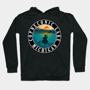 Copneconic Lake Kayaking Michigan Sunset Hoodie